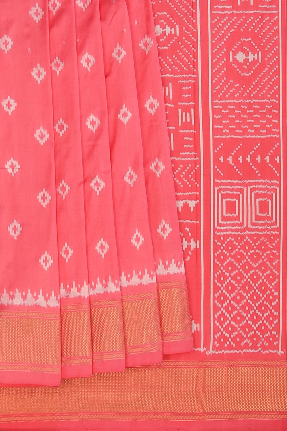 Image of Pochampally Ikat Silk Pink Saree